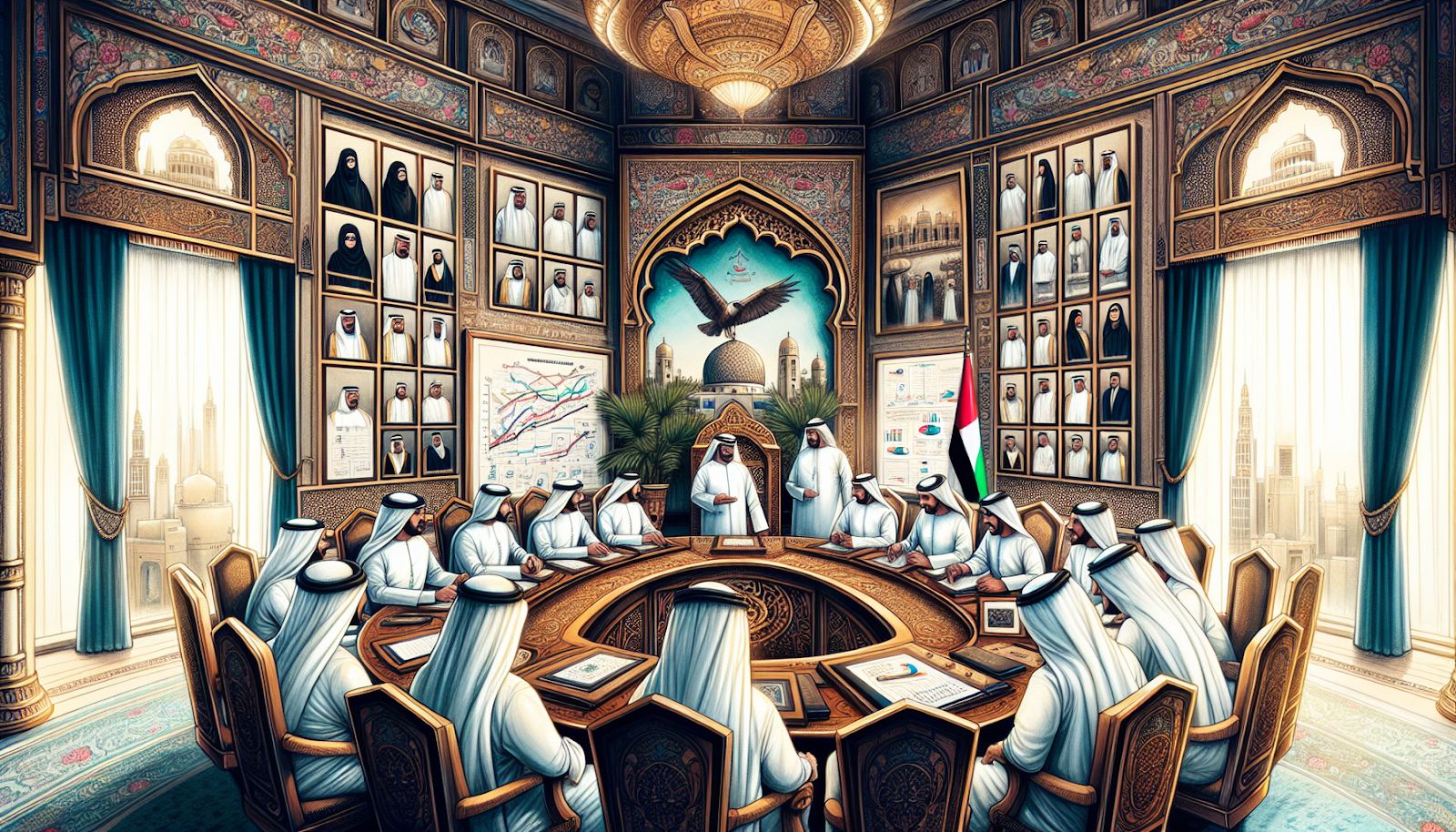 An illustration representing governance in UAE family-owned businesses.